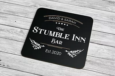 Personalised Home Bar Beer Garden Drink Coaster Bar Mat Man Cave Accessories 1 • £11.95