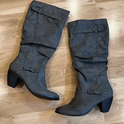 Bongo Grey Tall Heeled Slouch Boots Women’s US 9 • $20