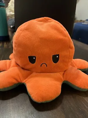 TeeTurtle Reversible Plush Octopus Orange And Green 4” Plush Stuffed Animal Toy • $6