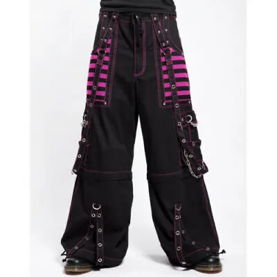 Gothic Black & Pink Tripp Pant Bondage Punk Rock Dead Threads Baggy Pant • $69.47