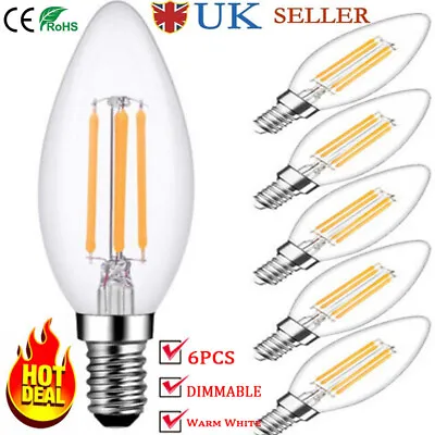 6x C35 4W Enery Saving Candle Chandelier LED Light Bulbs SES E14 Screw Cap Lamp • £9.29