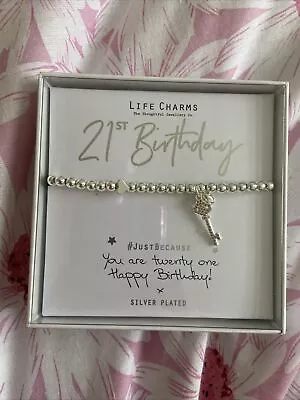 Life Charms 21st Birthday Bracelet Silver Plates Brand New • £5.99