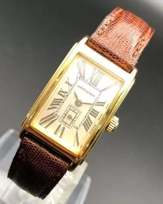 [N MINT] Vintage Hamilton Ardmore 6266 Quartz Square Gold Women Watch USED • $175.75