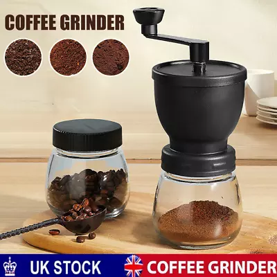 Manual Coffee Bean Grinder Adjustable Coarseness Ceramic Hand Held Mill Maker UK • £8.99