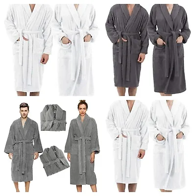 Bath Robe 100% Cotton Bathrobes Dressing Gown Terry Towelling Men Women • £13.99