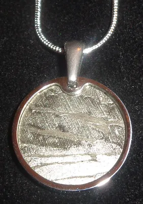 Meteorite Pendant & 20 Inch Silver Chain Necklace  Laser Cut Seymchan Meterorite • $37.99