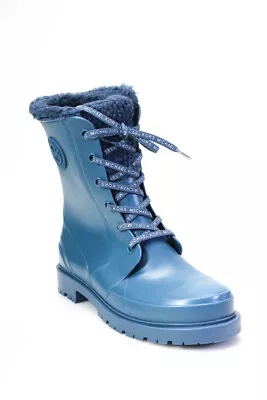 MICHAEL Michael Kors Womens Montaigne Rubber Laced Rain Boots Denim Blue Size 10 • $74