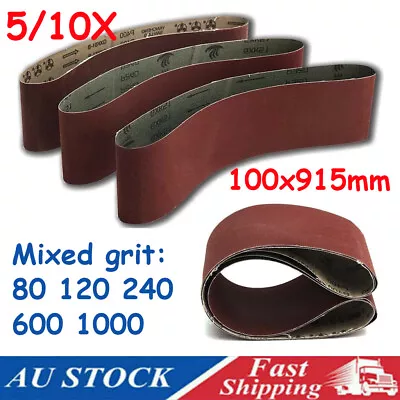 5/10PCS 100x915mm 914 Sanding Belt 80 120 240 600 1000 Grit For Wood Grinding AU • $20.99