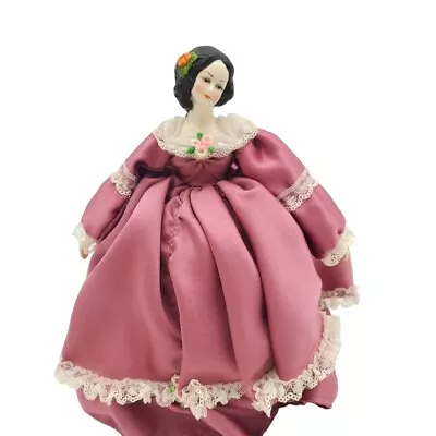 Bradley Music Box Victorian Doll Themed 7  Pink Dress Spins & Plays  Yesterday  • $20