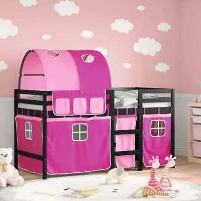 Kids' Loft Bed With Tunnel Bunk Pink 90x190 Cm Solid Wood Pine VidaXL • £189.99