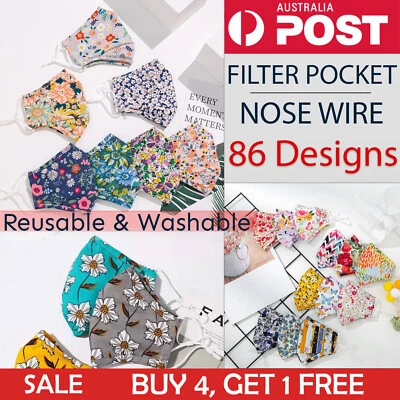 $4.90 • Buy Adult Fabric Face Mask Washable Reusable Protective Cloth Unisex Fashion Floral