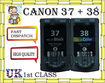 2 REMANUFATURED Canon PG-37 CL-38 Pixma Ink Cartridges For CANON PRINTER • £29.99