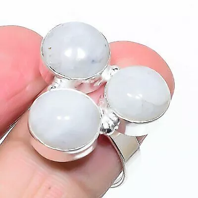 Natural Rainbow Moonstone Gemstone 925 Sterling Silver Ring Size 8.5 Gift Y632 • £4.82