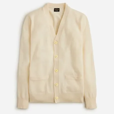 J. CREW Men's Cashmere V-neck Cardigan Sweater Heather Vanilla - NWT • $149.99