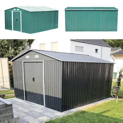 Metal Garden Shed 6X4 8X4 8X6 10X8FT Storage House Flat/Apex Roof With Free Base • £205.95