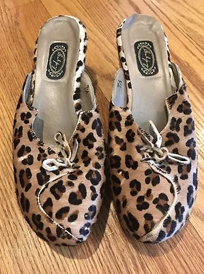 $125 • Buy SALPY Montana Leopard Cheetah Clogs Mules Wedges High Heels Women Shoes Sz 7.5 #