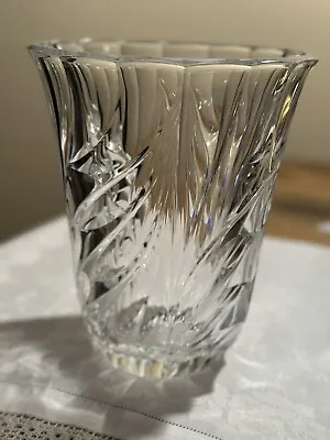 Vintage Royal Swirl Flared Val St Lambert Vase Crystal Heavy Beautiful Cond. • $47