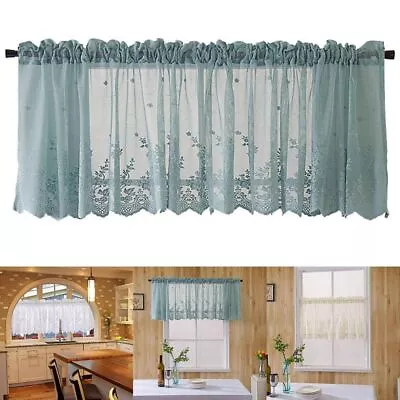 Kitchen Cafe Curtain Voile Short Panel Lace Valance Window Sheer Net Home Decor • $16.28