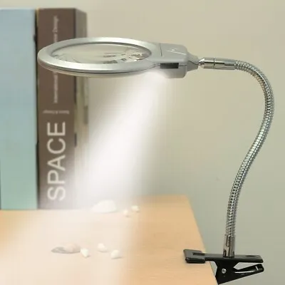 Desk Table Clamp Mount Top Magnifier LED Light Magnifying Diamond Painting Tool • $16.38