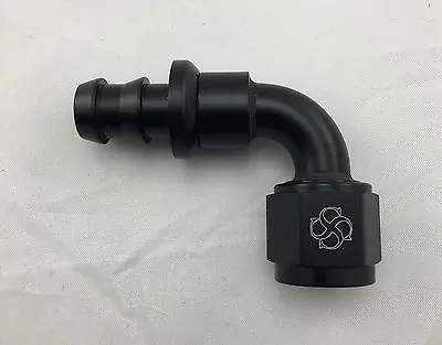 W489 -4 AN 4 AN 90° Push-On Hose End Fittings Push Lock Aluminum Black • $9.13