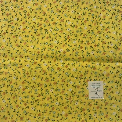 Vintage 70s Allover Micro Wildflower On Yellow Fabric 85x39” • $29.99