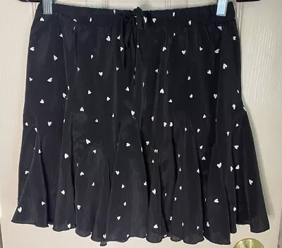 Mink Pink Women’s Black Skirt Hearts Elastic Waist Tie Waist ￼￼￼Medium NWT • $21.99