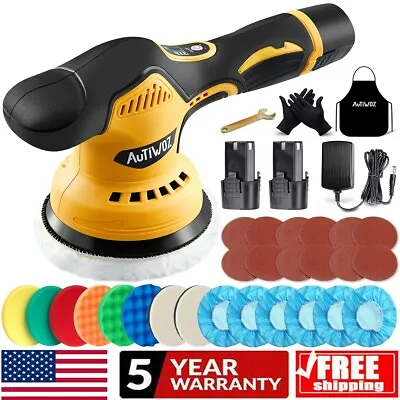 Cordless Car Polisher Buffer Machine Dual Action Battery Polishing Kit 5  Pad DA • $59.98