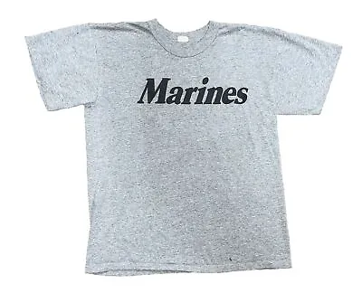 Vintage Marine Corps USMC PT Fitness T-Shirt Adult Large Physical Training Gray • $25