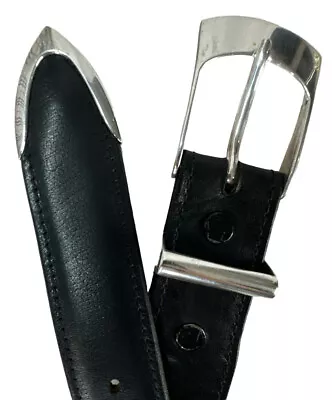 RDM Randall Moore Sterling Silver Flare Buckle James-Culver Leather Belt Size XL • $179