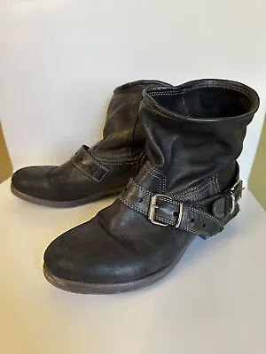 UGG Women's Collection Fabrizia US 7 Black Leather Bike Ankle Boots Booties • $29