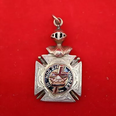 Vintage 10k Gold MASONIC KNIGHTS TEMPLER IN HOC SICNO VINCES - PENDANT CHARM • £308.61