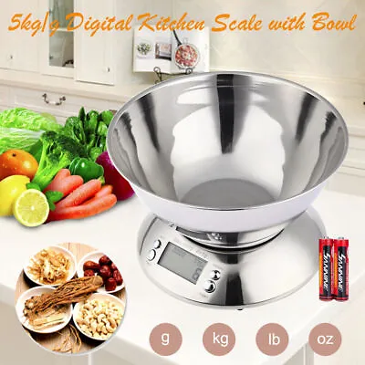 Electronic Kitchen Weighing Scales Digital Food Scale Liquids Measures With Bowl • £17.49