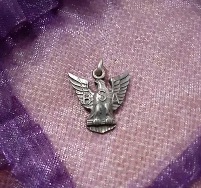 Sterling Silver Vintage EAGLE SCOUT RANK Boy Scouts Of America Charm Pendant • $29.98
