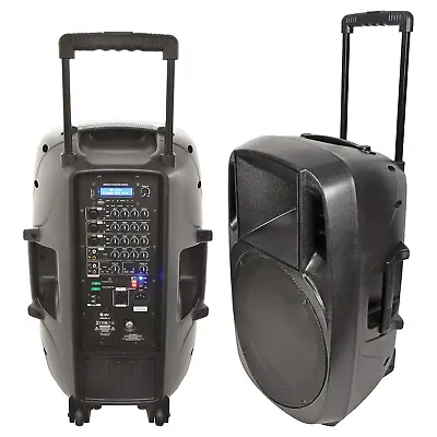 QTX Mixcab-15 DJ Performance Busking Portable PA 4 Channel Mixer Speaker System • £349.99