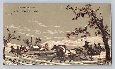 Pfenninger Bros Winter Horse Drawn Sleigh Hair Dressing Parlor Lewisburg P740 • $14.39