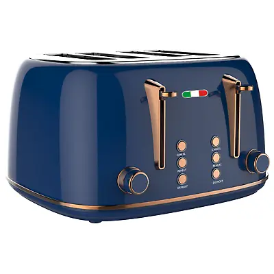 $109.99 • Buy Vintage Electric 4 Slice Toaster Copper Blue Stainless Steel 1650W Not DeLonghi