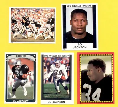 1988-1990 Topps Panini BO JACKSON Oakland Raiders 5-Card Sticker Lot Rookie • $50