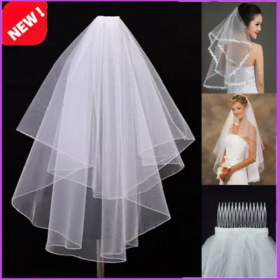 Wedding Bridal Lace Veil Edge With Comb Elbow Elegant Cathedral Head Accessories • £4.18