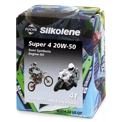 Silkolene Super 4 20W-50 4-Stroke 4T 20W50 Motorcycle Engine Oil 4L 4 Litres • £33.89