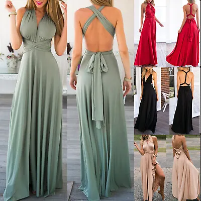 Women Maxi Multiway Wrap Dress Bridesmaid Cocktail Evening Party Infinity Dress • £23.86