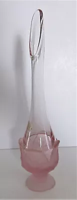 Lovely MCM Viking Glass  Epic  Cabbage Leaf Swung Vase Rose Blush Pristine! • $58.50