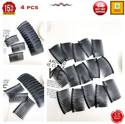 4X PACK 8.5CM BLACK SIDE SIDE HAIR COMBS Slides Clips Hair Accessories Women UK • £2.45