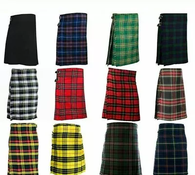 Scottish Men's Tartan Kilt 5 Yard 13 Oz Casual Highland Party Dress Kilt  • $31.50