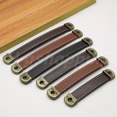 $5.24 • Buy Vintage Leather Cabinet Handle Furniture Closet Wardrobe Drawer Pull Door Handle