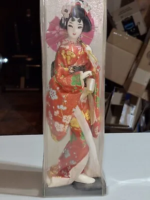 Vintage 1970's Japanese Red Geisha Asian Doll Figurine In Original Box 12” • $75