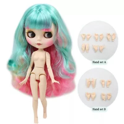 Blythe Doll Matte Face 12  Joint Body Green Pink Yellow Multicolor Hair Nude Toy • $59.50