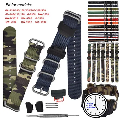 Nylon Strap Watchband For GA110 150 300 2100 G8900 DW-5600 Camouflague Wristband • $22.42