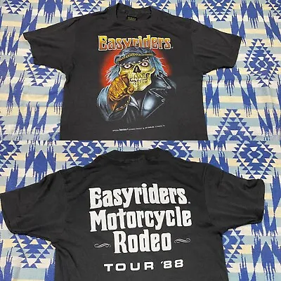 $1000 • Buy Vtg NOS 3D Emblem Easy Riders Motorcycle Rodeo 88 Biker Skull Shirt L