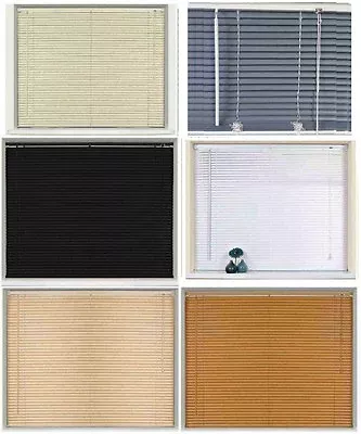 Window Blinds Easy Fit PVC Venetian Blinds Wood Effect Trimable Home Office New • £5.38