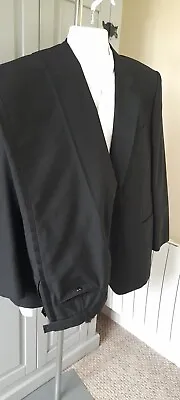 Vintage M&S St Michael Tuxedo Suit UK Jacket 46 Trousers 40R Black Wool Blend   • $45.99